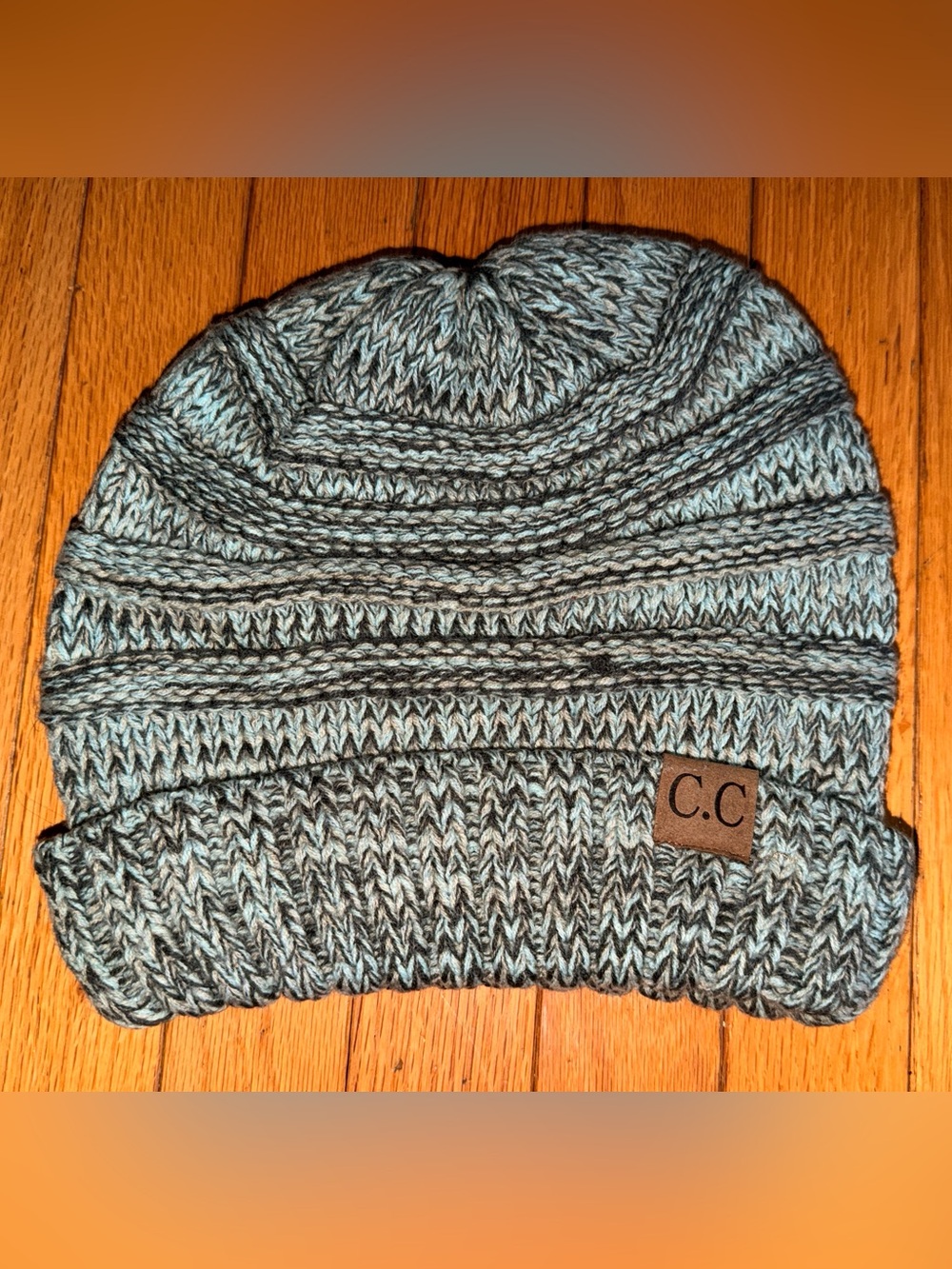 NWOT C.C. women’s knit hat slouch beanie teal gray black